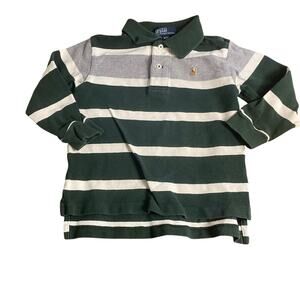Polo Ralph Lauren green gray striped long sleeve toddler shirt SIZE 3T
